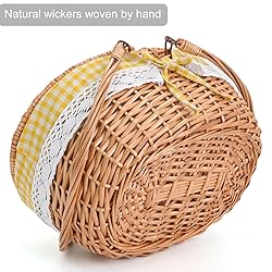 Large 15.4" Wicker Picnic Basket with Removable