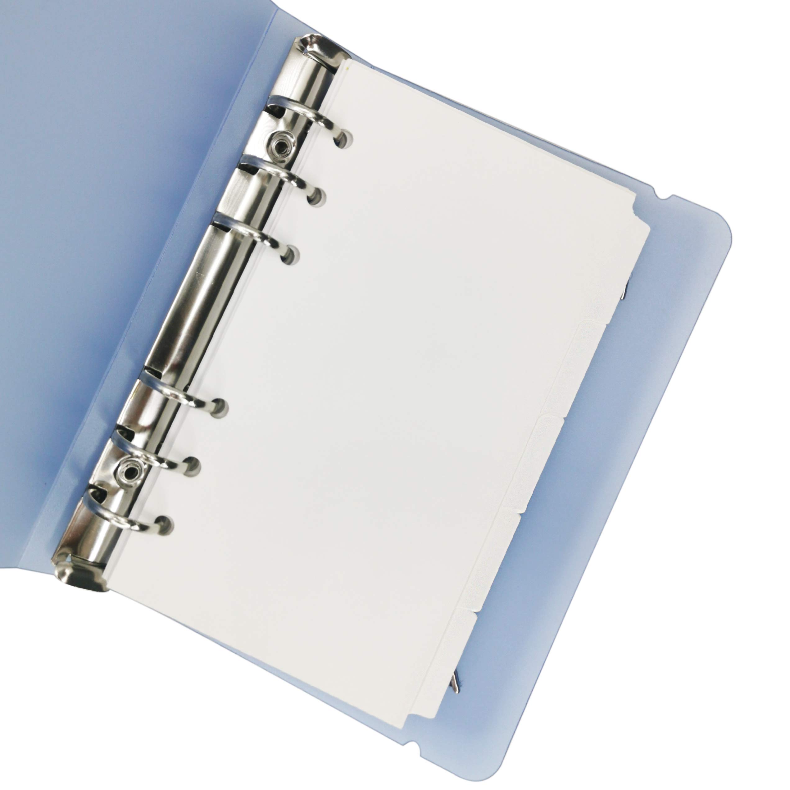 Index Tabs for A5/A6 6-Holes Cover Round Ring View Binder File Folder Loose Leaf Sheet Protectors Binder Cover Protector (Horizontal White Paper, A6/17cm*10cm/6 Inch)