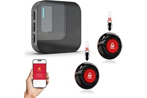 SANJIE Wi-Fi Caregiver Pager System with Alert Button That Calls Cell Phone - Wireless Nurse Call Button for Elderly, Seniors, Disabled & Kids - 2 SOS Emergency Buttons & 1 Receiver (Only Supports 2.4GHz)