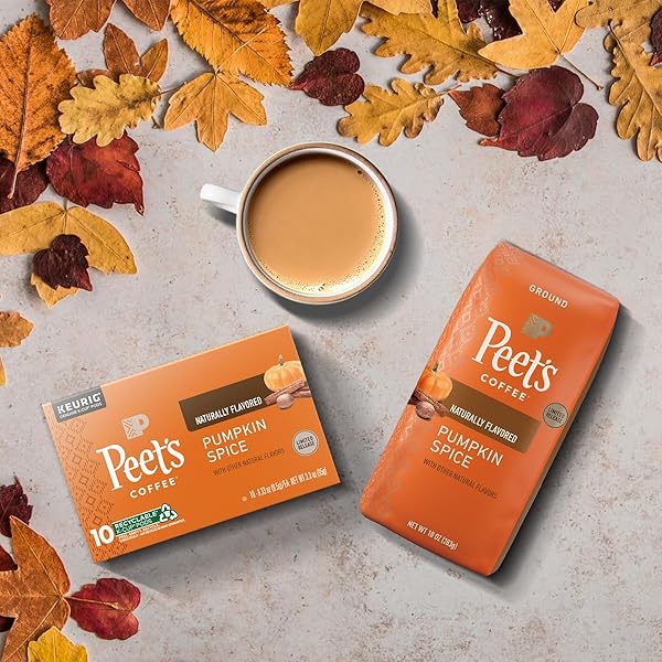 PEET’S COFFEE, FLAVORED LIGHT ROAST KEURIG K-CUP PODS – PUMPKIN SPICE 10 COUNT (1 BOX OF 10 K-CUP PODS)