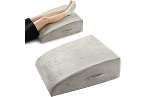 HUNAQ Streamlined Leg Elevation Pillow with Memory Foam Top, Dual Handle and Washable Cover for Relax,Post Surgery,Injury Rec