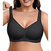 Womens Wireless Jelly Bra Comfort Plus Size Full Coverage Seamless Bras No Underwire Buttery Soft Push Up T-Shirt Bra