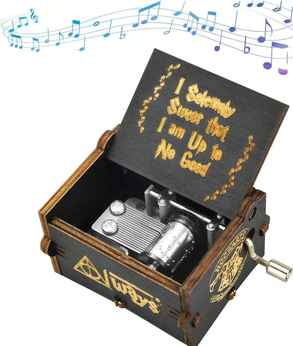 Funmo Pure hand-classical black“harry potter “ music box hand-wooden music box creative wooden crafts best Gifts