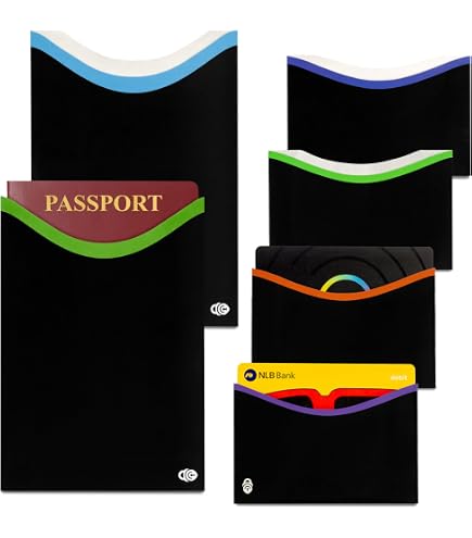 8 RFID Blocking Sleeves, Unique Designs and Arts in Purple, Anti-Theft Credit Card Holder, Credit Card Protector, Easy to Recognize, Sturdy and Perfect size for cards : Clothing, Shoes & Jewelry