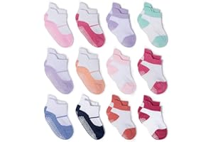 Zaples Baby Non Slip Grip Ankle Socks with Non Skid Soles for Infants Toddlers Kids Boys Girls