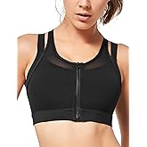 Yvette High Impact Women Sports Bra Front Closure Double Deck Mesh Running Bra for Plus Size
