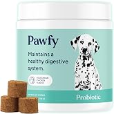 Pawfy Probiotics for Dogs - Digestive &amp; Gut Health Supplement for Yeast | Probiotic Blend for Firm Stools, Healthy Skin &amp; Seasonal Allergies Support. Small &amp; Large dogs | 30 Chews.