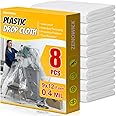 8 Pack Plastic Drop Cloth, 9x12 Ft Plastic Sheeting for Painting, Dust-Proof Tear-Resistant Painters Plastics Tarp Cloth for Furniture Floor Sofa Protector Cover Durable & Thick