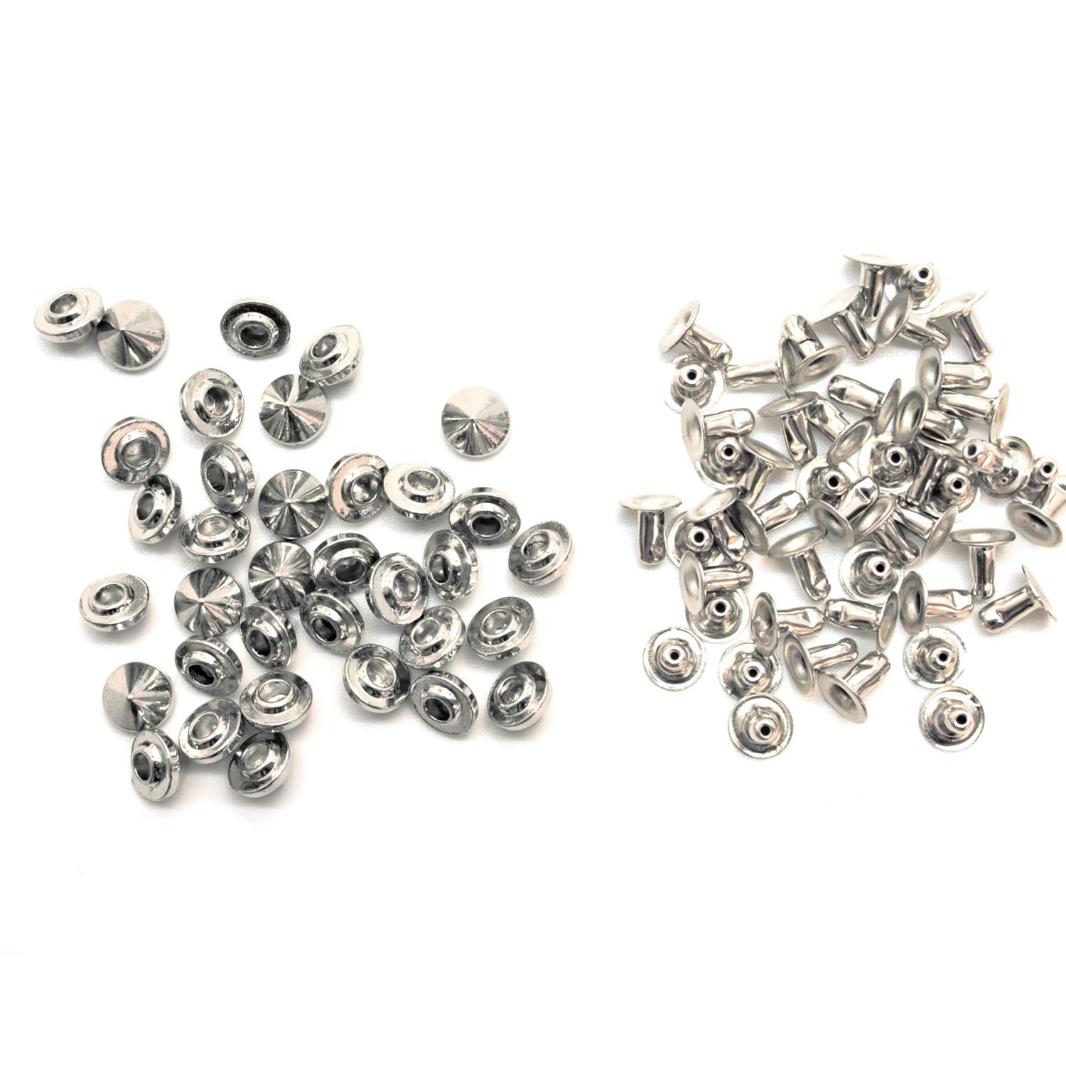 Trimming Shop 100 x 6.5mm Silver Spike Rivet Cone Studs with Pins Decorative Accessory for Leather Craft Sewing Clothing Repair Handbag Jacket DIY Projects