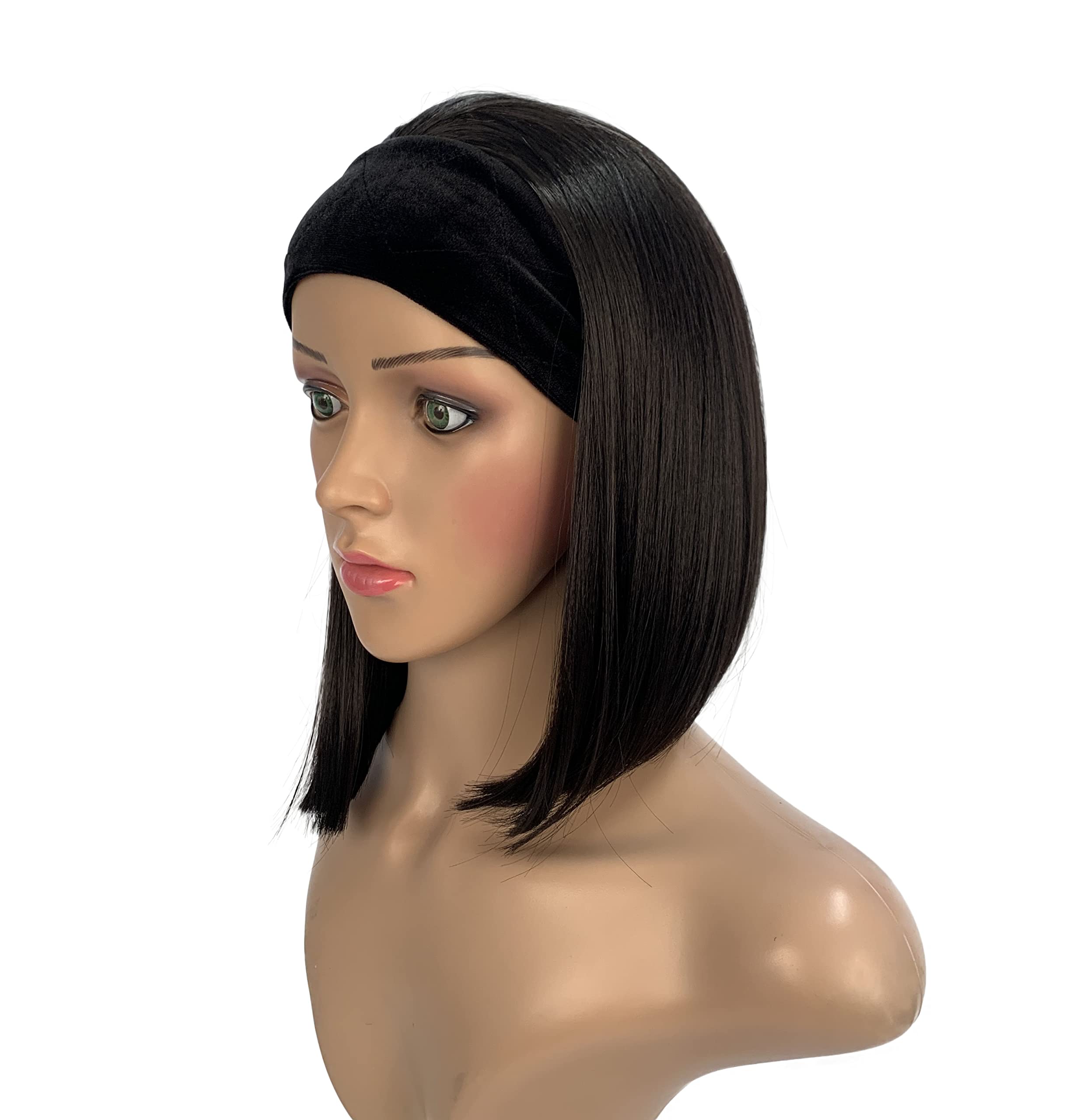 SLEEK Synthetic HeadBand Wigs Straight HeadBand Wig 11inches Headband Bob Wigs Short Wigs Heat Resistant Fiber Wig 120g (4)