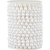 ZPEXRV 48 Feet Faux Pearl Beads Garland 8mm Craft String Pearls for Wedding Centerpiece Christmas Tree and Flowers Decoration DIY (White)