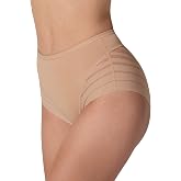 Leonisa High Waisted Invisible Tummy Control Shapewear for Women - Stripe Lace Ladies Underwear Panties