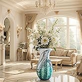 WE-CY Artware,Large Premium Luxury Glass Flower Vase Combining Eastern and Western Aesthetics - Artistic Home Decoration for Living Room, Table, Floor, and Office - 11.2 Inch Multicolor