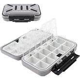 OriGlam Fishing Tackle Storage Box, Double Sided Waterproof 16 Compartments, Tackle Storage Organizer Box, Fishing Lure Box Storage Containers (Gray)