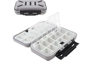 OriGlam Fishing Tackle Storage Box, Double Sided Waterproof 16 Compartments, Tackle Storage Organizer Box, Fishing Lure Box Storage Containers (Gray)