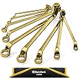 DURATECH Offset Box Wrench Set, Metric, 9-Piece, 6-23mm, 75-Degree, CR-V Steel, Titanium Plating with Pouch