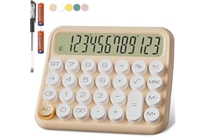 DECKLIT Mechanical Calculator 12 Digit, 5-Inch LCD Display, Battery Desk Calculator With Big Buttons, 15° Tilt Screen for Off