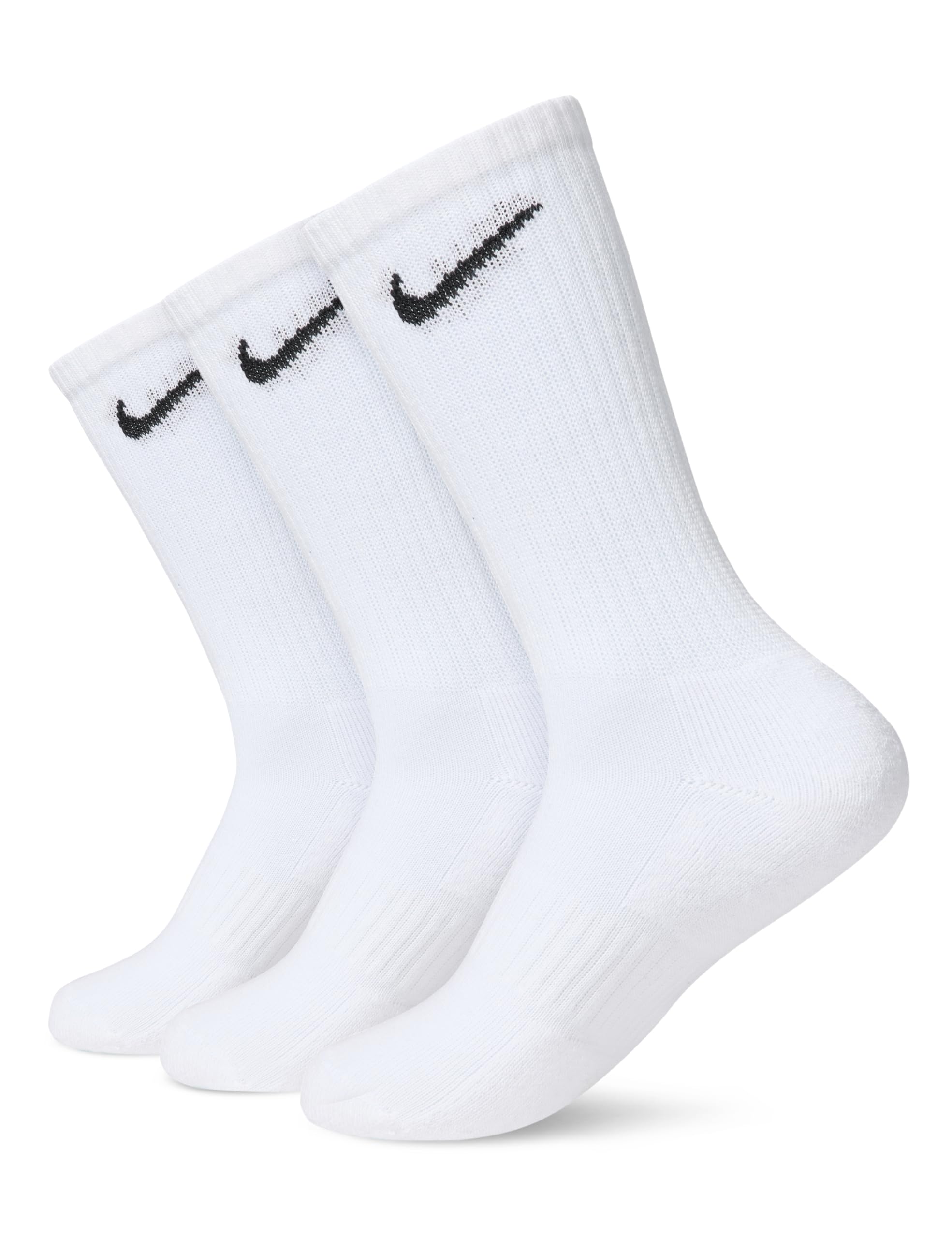 Photo 1 of Nike Unisex Everyday Cushioned Training Crew Socks (3 Pairs), White/Black, Medium