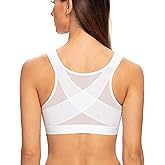 MELENECA Women's Front Closure Wirefree Post Surgery Plus Size Back Support Posture Bra