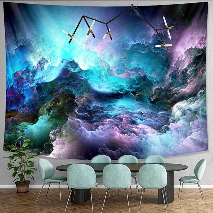 KHKJ Universe Space Nebula Big Art Tapiz Impreso Revestimiento de Pared