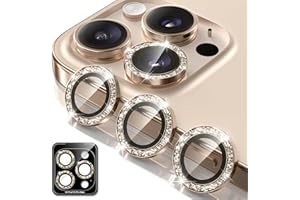BERFY Camera Lens Protector for iPhone 16 Pro/16 Pro Max, Glitter Bling Aluminum Alloy Metal Ring, 9H Tempered Glass Camera Cover Screen Protector Accessories, Anti-Scratch, Case Friendly, Rose Gold