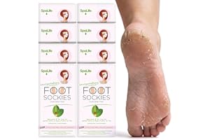 SpaLife Softening Care Foot Sockies (8-Pack) - Spearmint & Tea Tree Oil, Exfoliating Pack for Healthy Feet, Intensive Repair, Callus Remover Sockies, Dry Skin Solution, Moisturizing Foot Treatment