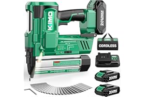 K I M O. KIMO 18 Gauge Nail Gun Cordless with Battery 2.0Ah X 2, 1000pcs Nails and Staples, 2 Firing Modes, 180 Nails/min, Adjustable Nailing Depth, 2 in 1 Cordless Brad Nailer and Stapler for DIY Project