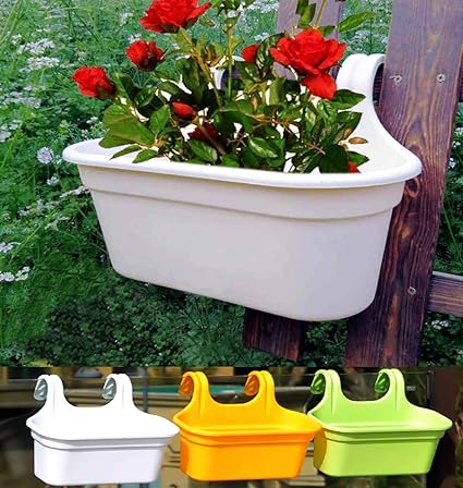 Abasr Plastic Flower Pot, Multicolour, Pot Diameter-7.1 Inch, Pot Height-4.8 Inch, Pot Thickness-3 mm, Chain Length-13 inch Approx., 3 Pieces