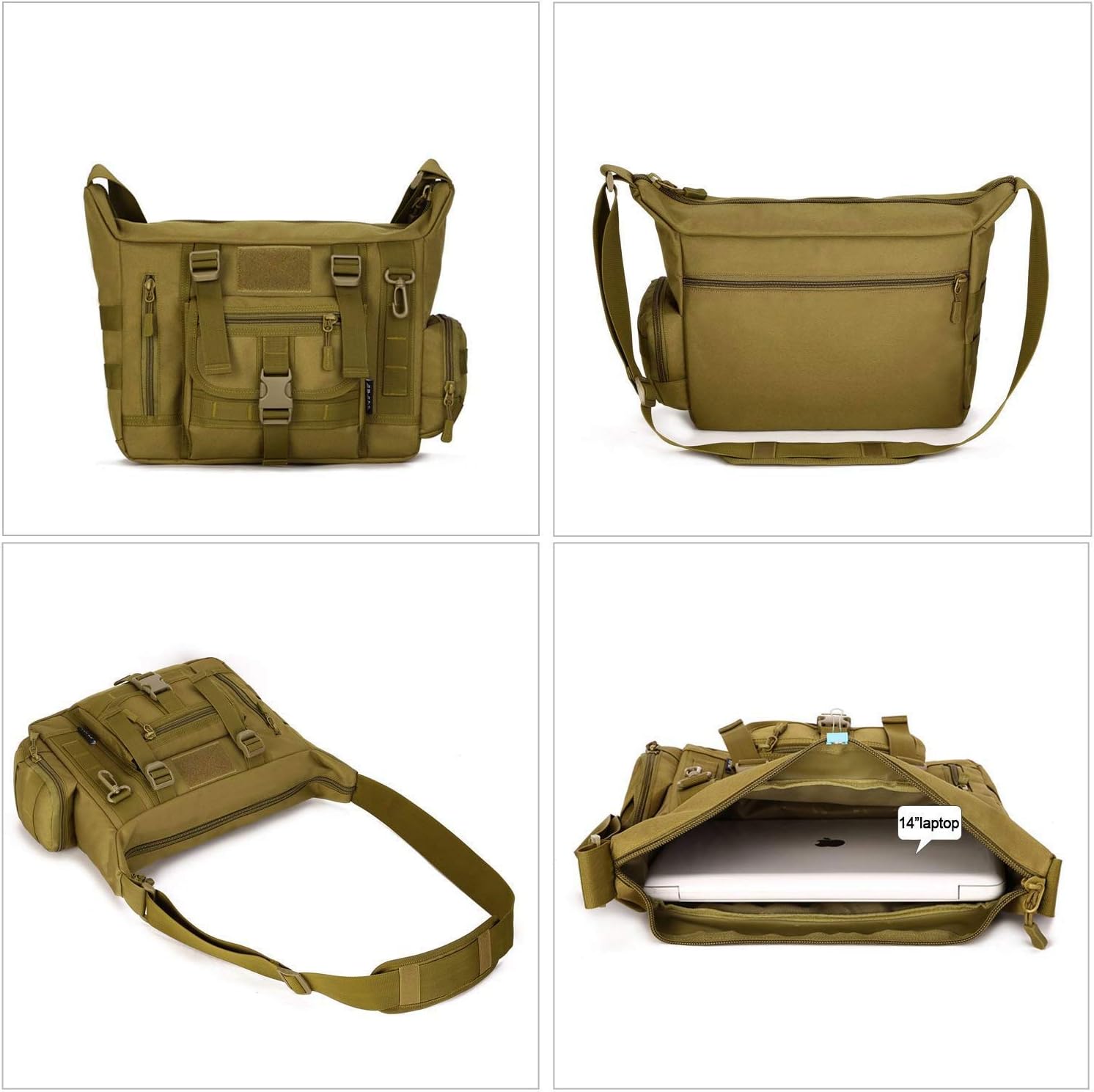 HUNTVP Messenger Bag Tactical Shoulder Cross Body Bags Men Military Laptop Pack for Men Women Work Travelling Camping Hiking Outdoor (Black) - Image 5