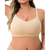 LIIJOO Full Coverage Wireless Bra for Women, Seamless Smoothing Support, Wide Straps, Lift for Sagging Bust