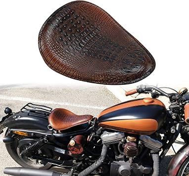 Motorbike Alligator Embossed Solo Seat Leather Brown Rider Driver Seat For Harley Sportster Chopper Bobber Custom Amazon Co Uk Car Motorbike