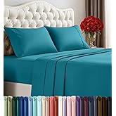 Utopia Bedding Queen Size Sheet Set – 4 Piece Bed Sheets, Soft and Breathable Microfiber, Includes 1 Fitted Sheet, 1 Flat Sheet and 2 Pillowcases – Oeko-Tex - (Denim Blue)