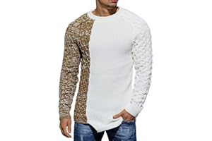 Taoliyuan Mens Pullover Sweater Winter Ribbed Knitted Color Block Comfort Stylish Twisted Long Sleeve Sweaters1