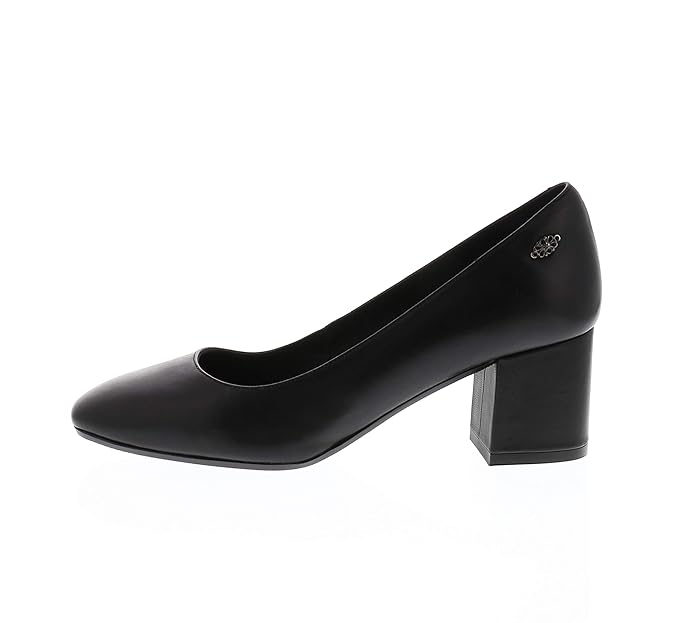 XAVER LUIS ultrabequemer Pumps mit Blockabsatz komplett aus Leder Schwarz Glattleder Comfort Hochwertig Lederfutter Made in E