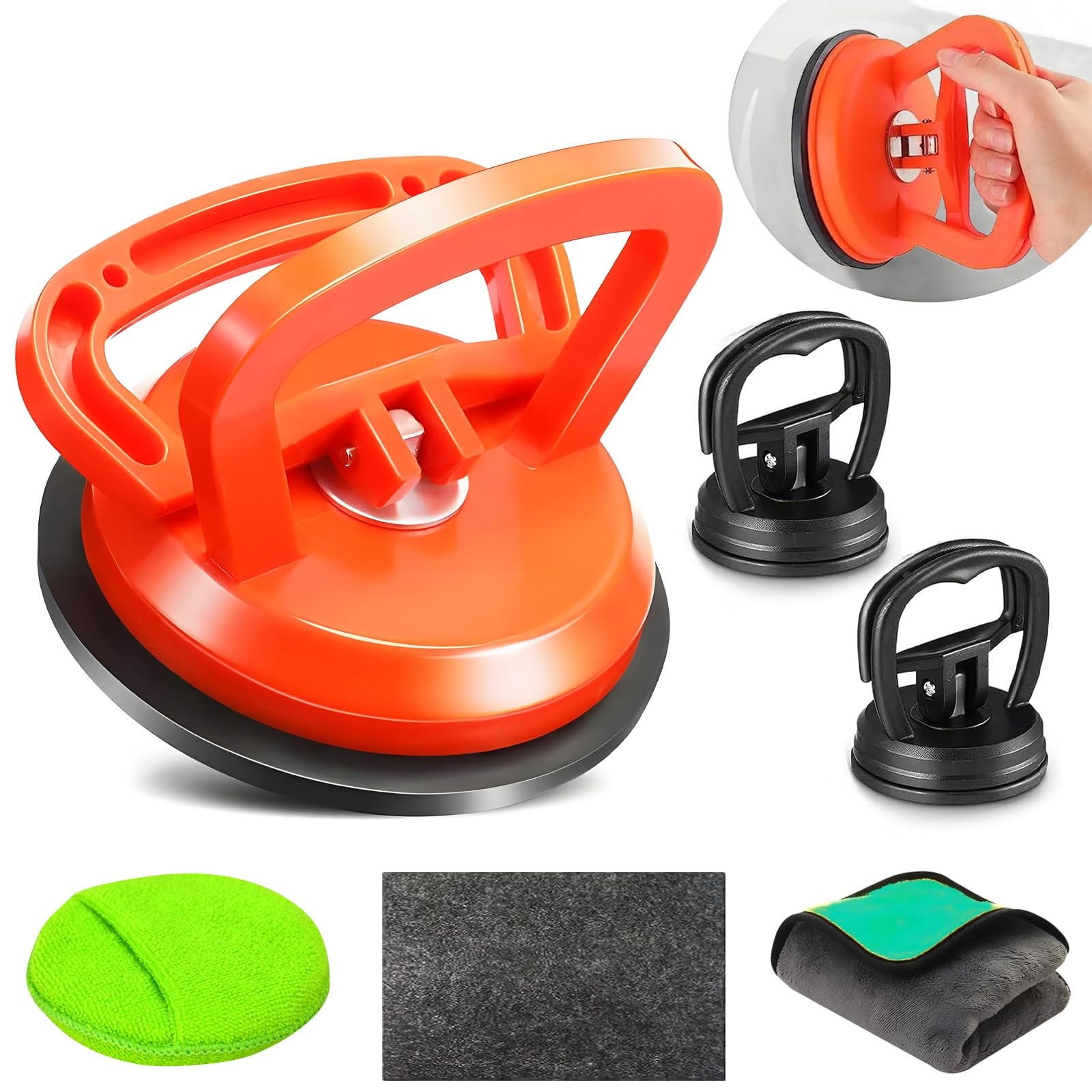 Photo 1 of Dent Puller,3 Pcs Dent Remover Tool for Car Powerful Car Dent Suction Puller,Car Dent Puller Kit for Car Dent Repair,Tiles Lifting,Objects Moving(1 Large Orange +2 Small Black with 3 Accessories)