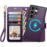 OCASE for Samsung Galaxy S25 Ultra Detachable Wallet Case with Card Holder, [2 in 1] PU Leather Flip Folio Case with RFID Blocking Stand Wrist Strap Shockproof Phone Cover 2025, Dark Purple