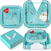 Maxcheck 200 Pcs Nurse Graduation Party Supplies 2026 Nurse Plates and Napkins Paper Dinnerware Dinner Dessert Doctor Medicial Plates Disposable Napkins for 50 Guest Cna Week Grad Party(Blue)