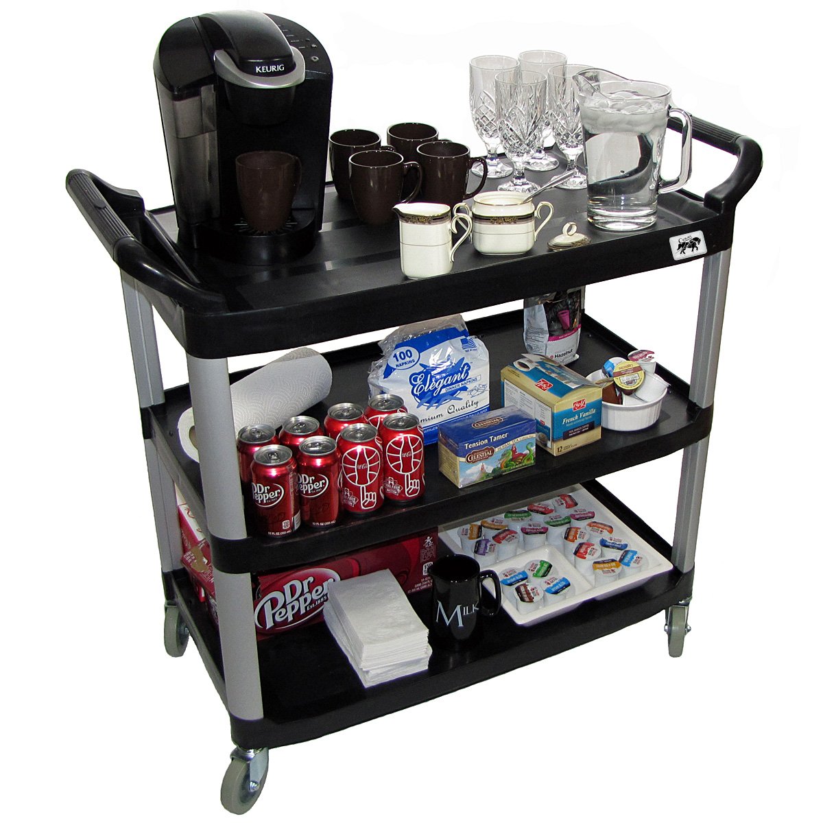 Crayata Serving and Bus Cart, Kitchen Food Service Utility Cart, 3 Tier