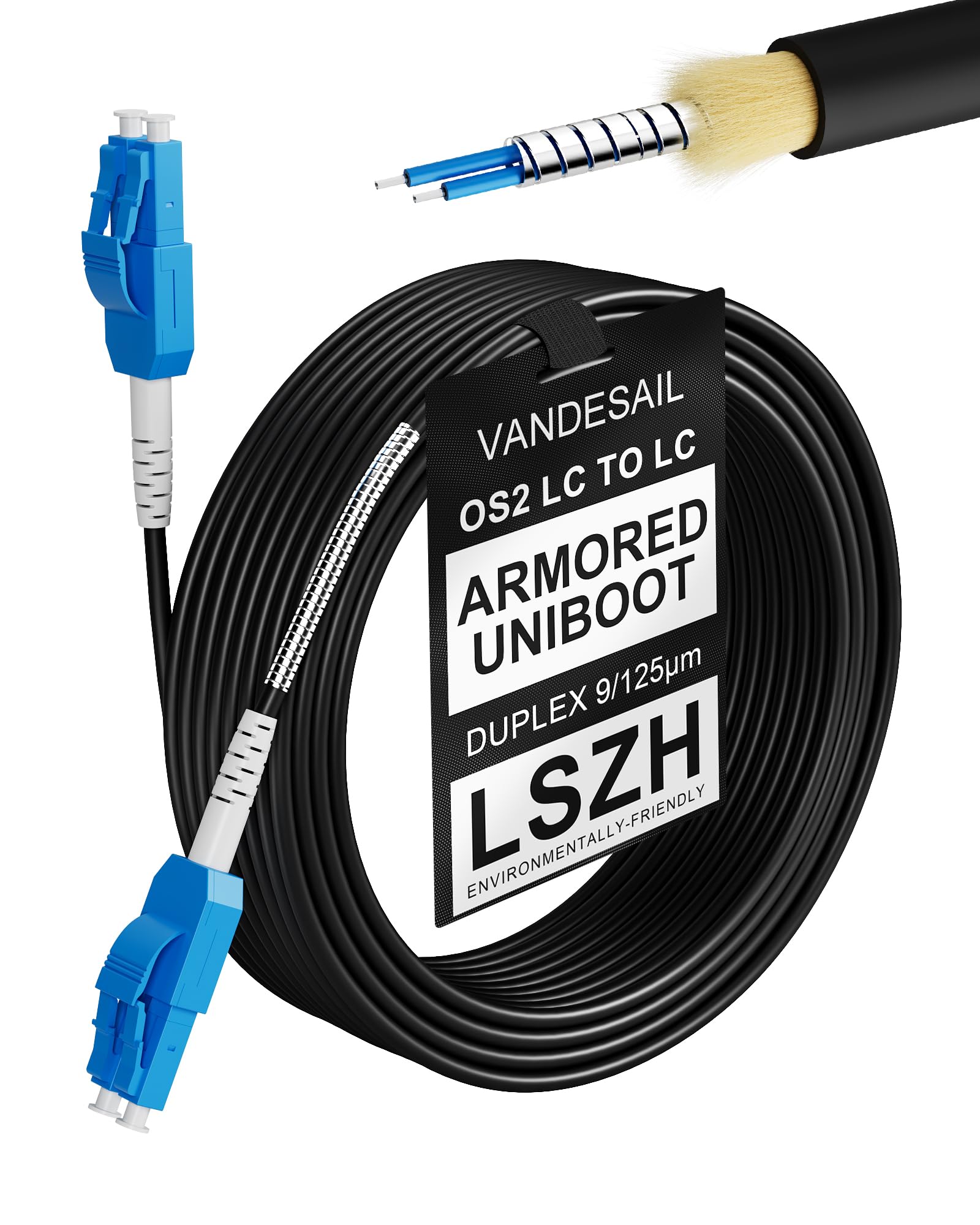 VANDESAIL 30M Uniboot LC to LC Single Mode Fiber