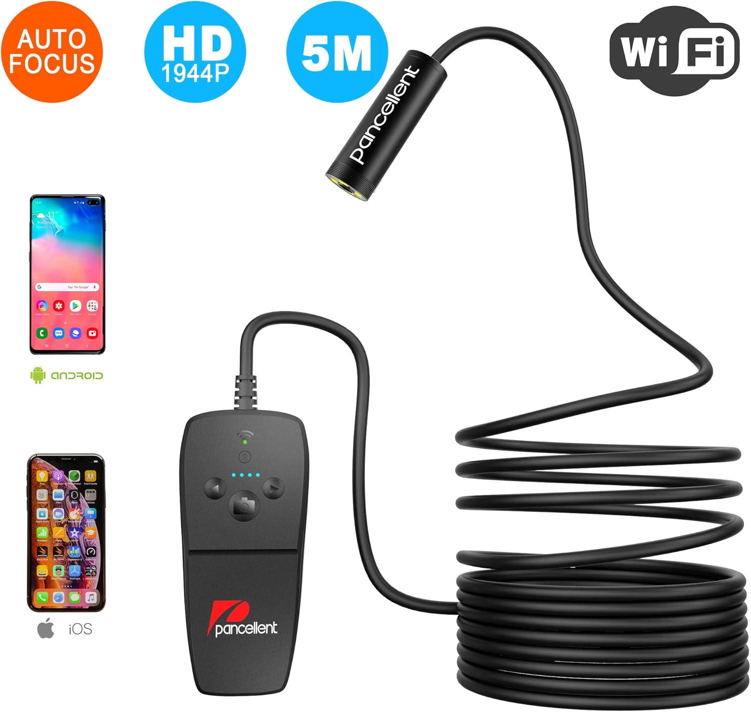 Pancellent Auto focus Wireless Borescope Camera 5.0 Megapixel Camera Inspection 1944P WiFi HD
