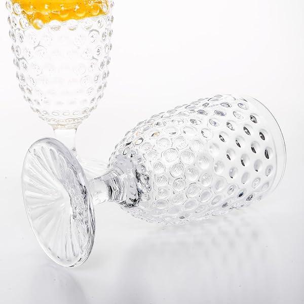 G HOBNAIL DRINKING GLASSES 6 SET, 13.3 OZ VINTAGE WATER GOBLETS ICED TEA BEVERAGE GOBLETS HOBNAIL GLASSWARE,HOBNAIL GOBLET GLASSES,GLASS CUPS FOR WINE,SODA,JUICE,DINNER PARTIES,BARS, RESTAURANTS CLEAR