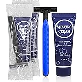 Shaving Razor Set, Disposable Individually Wrapped Manual Twin Blade Razors in Bulk Smooth Shaving Razors with Mini Shaving Cream Toiletries for Hotel Charity Camping Travel Homeless 1oz (Pack of 10)