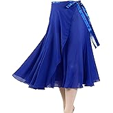 Wuchieal Dance Skirts for Women, Long Chiffon Ballet Skirt, Women's Dance Wrap Skirt with Tie