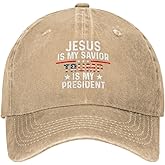 Quasarino Jesus is My Savior Trump is My President Hat for Women Dad Hat Graphic Hats Natural