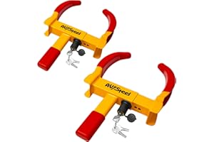 AV Steel 2pcs Universal Wheel Lock for Car, Clamp Heavy Duty Trailer Wheel Lock, Adjustable Car Theft Prevention Device Tire Lock with 6 Keys for Car, ATV, SUV, RV, Motorcycle, Golf Cart, and Boat