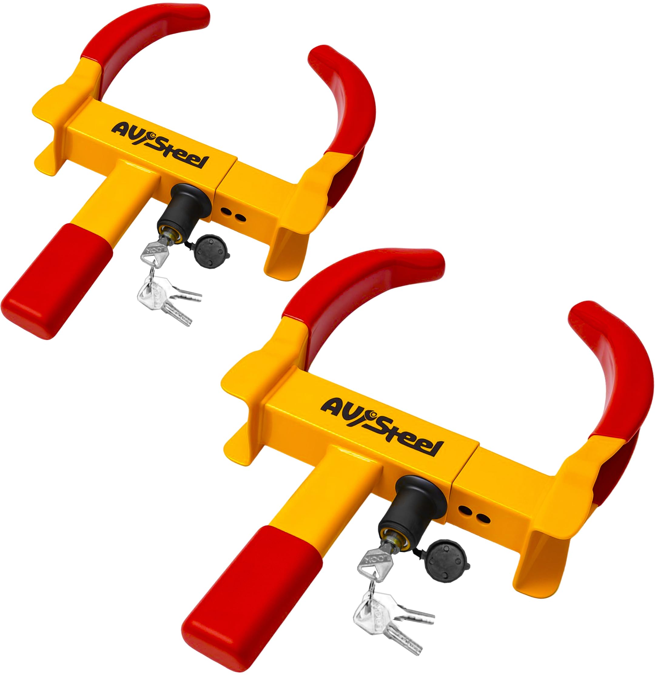 Photo 1 of AV Steel 2pcs Universal Wheel Lock for Car, Clamp Heavy Duty Trailer Wheel Lock, Adjustable Car Theft Prevention Device Tire Lock with 6 Keys for Car, ATV, SUV, RV, Motorcycle, Golf Cart, and Boat