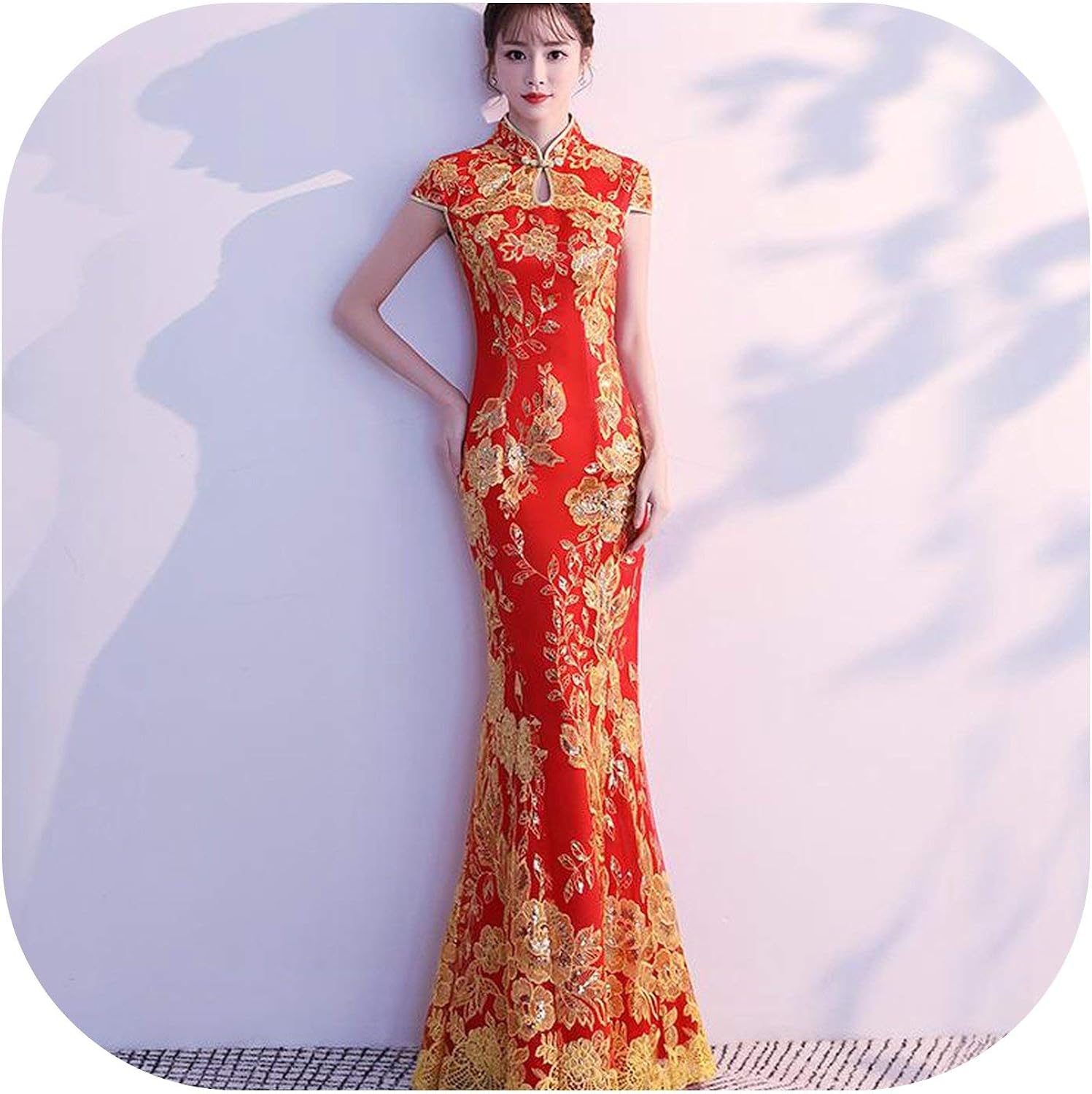chinese collar gown