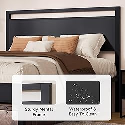 Z-hom Queen Bed Frame with Modern Wood Headboard