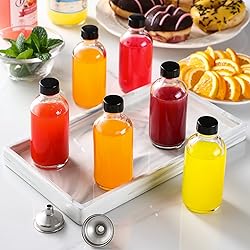 6 Pack, 4 oz Small Clear Glass Bottles with Lids