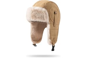 CLAPE Windproof Warm Faux Fur Trapper Hat with Ear Flaps, Winter Ushanka Russian Hat Unisex Snow Eskimo Hat Hunting Caps